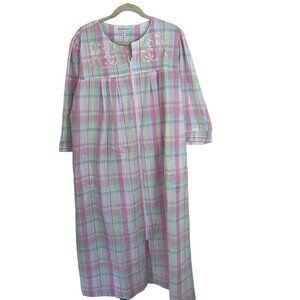 Miss Elaine Vintage Womens Robe Size XL Multicolor Full Zip Plaid Pockets